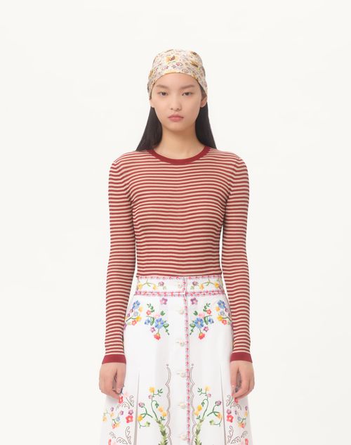 Valentino - Silk Sweater - Red/ecru - Woman - Knitwear