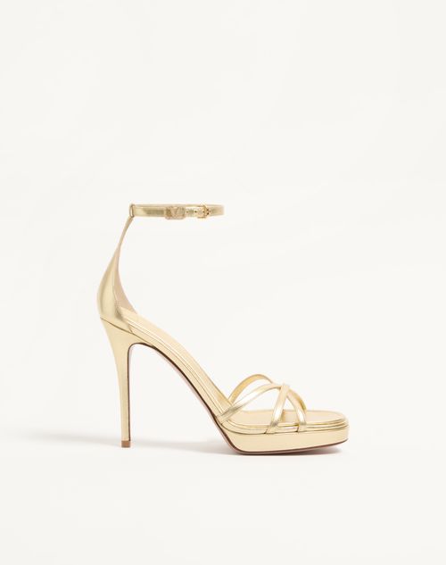 Valentino Garavani Eveninglam Platform Sandal In Laminated Nappa 120mm Woman Gold 39 In Gold