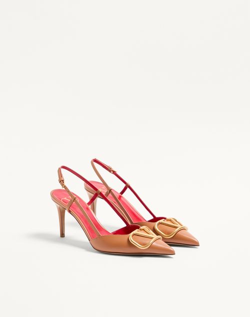 Valentino Garavani - Vlogo Signature Calfskin Slingback Pump 80mm / 3.15 In. - Almond - Woman - Pumps