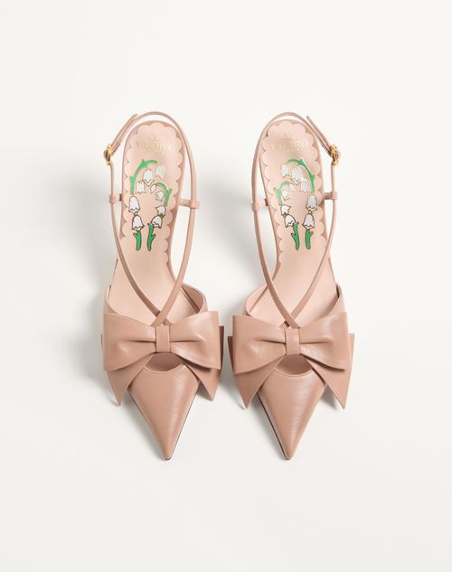 Valentino Garavani - Zapato Bowow De Cabritilla Con Correa Trasera Y Tacón De 45 mm - Rose Cannelle - Mujer - Salones