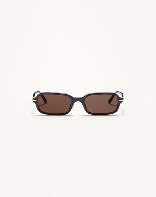 Valentino - Rectangular Acetate Eyewear - Black/grey - Unisex - Eyewear