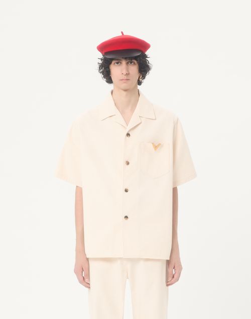 Valentino - Chemise Bowling Valentino En Denim Avec Vgold - Ivoire - Homme - Denim