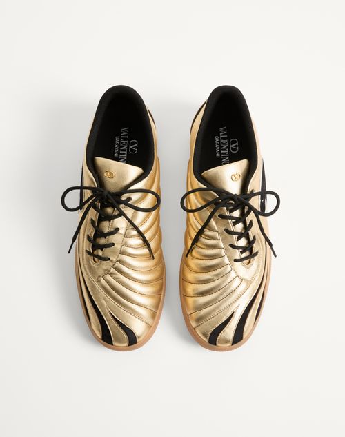 Valentino Garavani - Kicky Laminated Nappa Trainer - Antique Brass - Man - Trainers