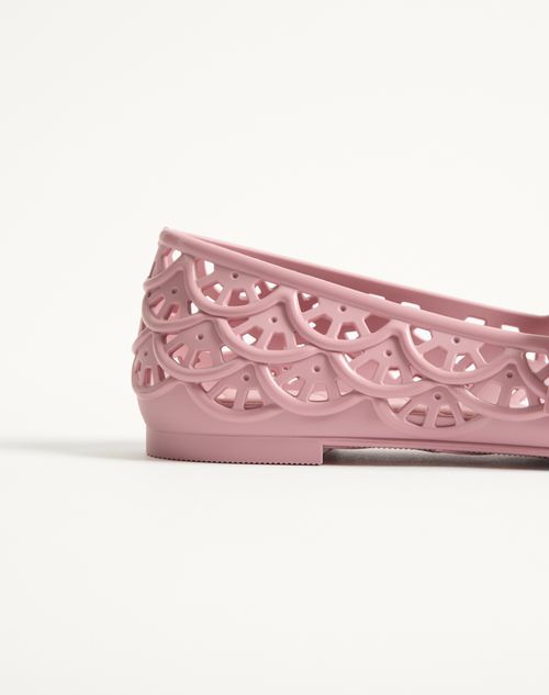 Valentino Garavani - Ondette Rubber Ballerina With Scallop Pattern 05mm - Pink - Woman - Ballerinas