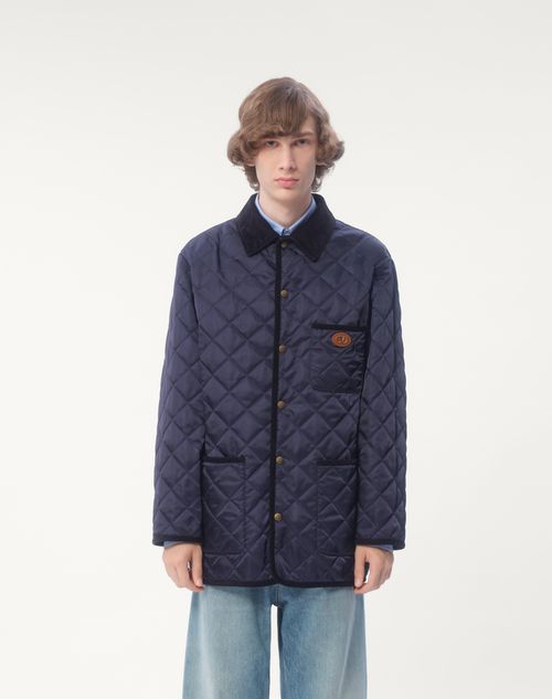 Valentino - Quilted Nylon Shirt Jacket With Vlogo Patch - Navy - Man - Outerwear