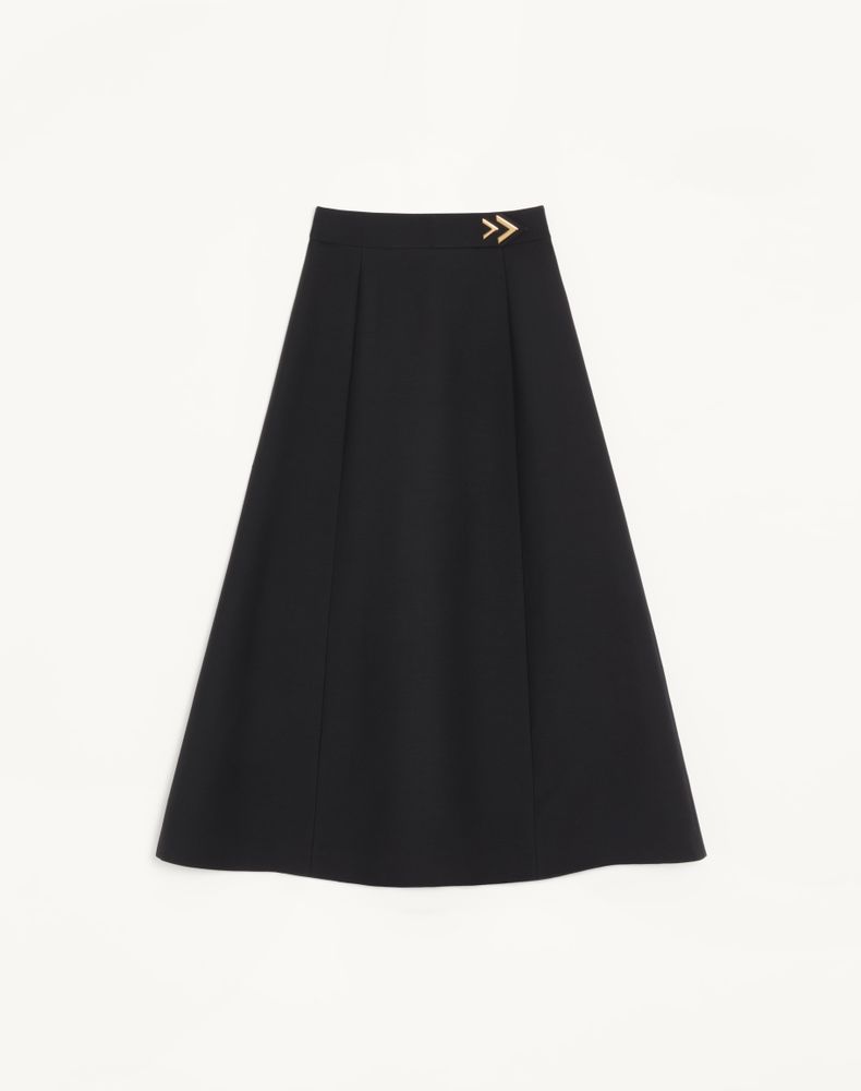 Valentino Women's Black Crepe Couture Midi Skirt Woman 50