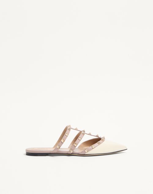 Valentino Garavani - Rockstud Patent-leather Mule - Light Ivory - Woman - Ballerinas