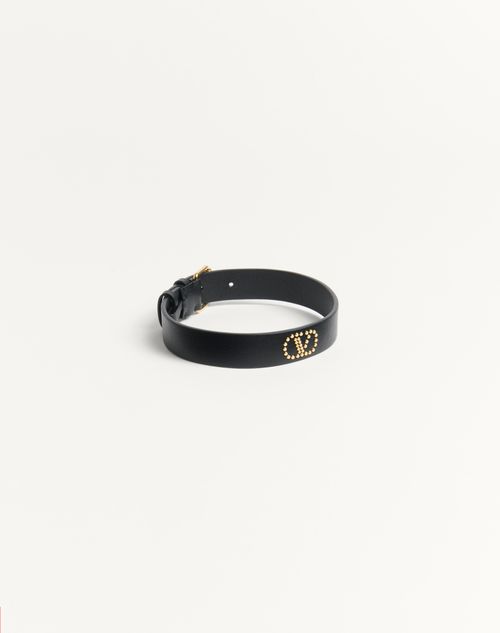 Valentino Garavani - Valentino Garavani Vlogo Signature Leather And Metal Choker - Black - Woman - Jewellery