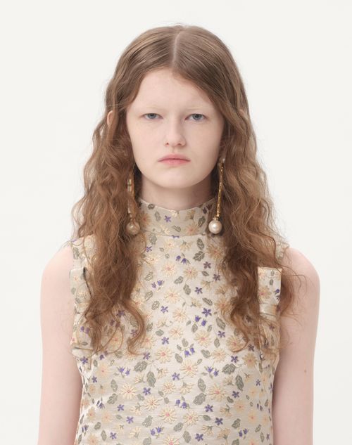 Valentino - Short Dress In Garden Lurex Jacquard - Multicolour - Woman - Dresses