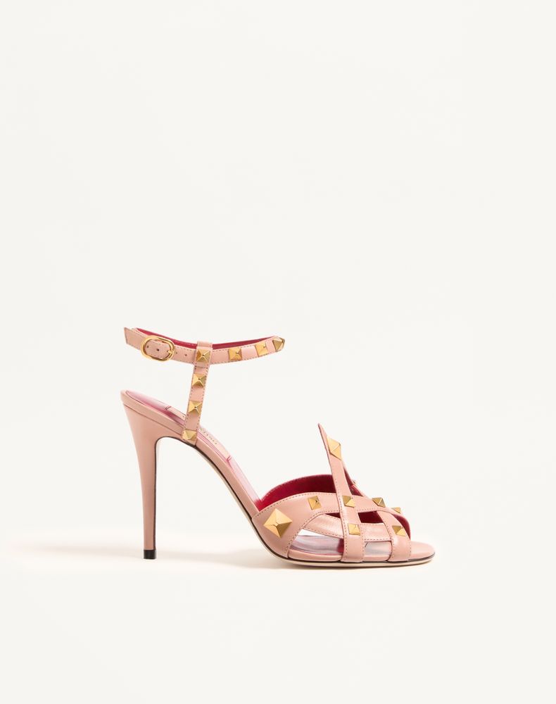 Valentino Garavani Women's Pink Studdy Kidskin Sandal 100Mm Woman 42