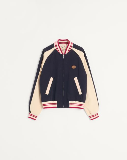 Valentino Wool And Cotton Bomber Jacket With Vlogo And Le Chat De La Maison Patch