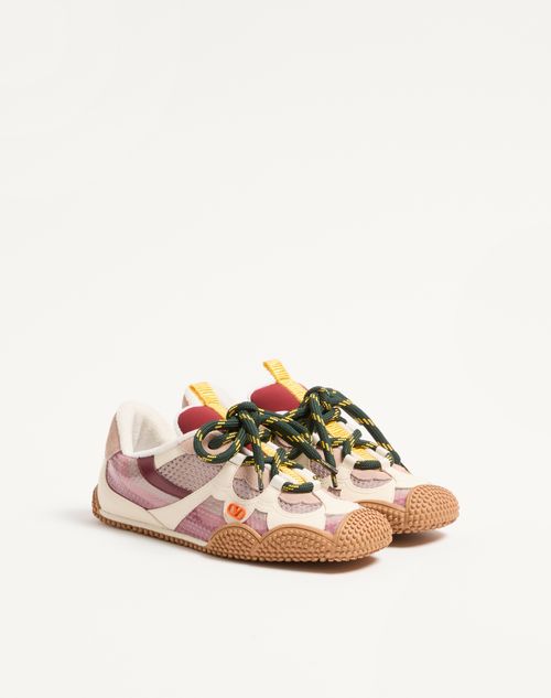 Valentino Garavani - Amphibia Trainer In Rubberised Calfskin And Calfskin - Pink - Woman - Trainers