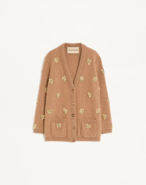 Valentino Embroidered Cardigan Woman Camel/gold L