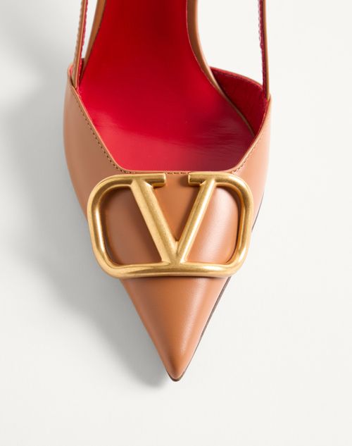 Valentino Garavani - Vlogo Signature Calfskin Slingback Pump 80mm / 3.15 In. - Almond - Woman - Pumps