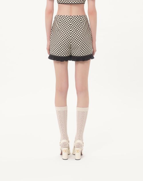 Valentino - Poplin Shorts With Plus De Pois Print - Black/white - Woman - Pants And Shorts