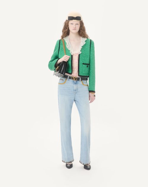 Valentino - Pantalón De Mezclilla Con Bordado - Denim - Mujer - Denim