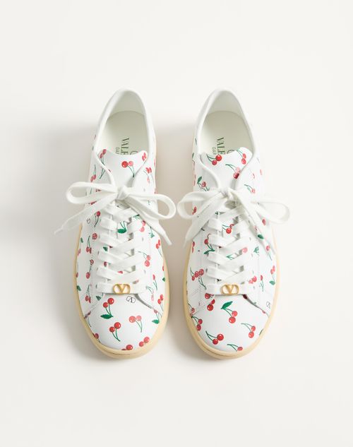 Valentino Garavani - Royco Sneaker In Nappa Calfskin With Cherryfic Pattern - White - Man - Sneakers