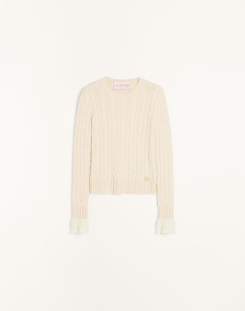 Valentino Ruffled Cuff-detailing Jumper In Ivoire
