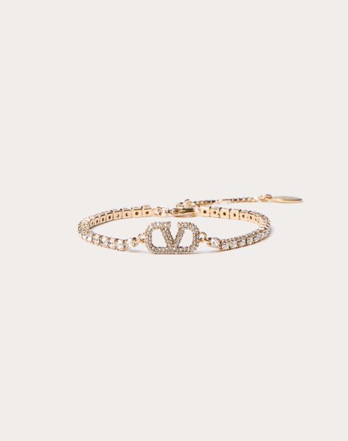 Shop Valentino Garavani Vlogo Signature Metal And Swarovski® Crystal Bracelet Woman Gold Uni