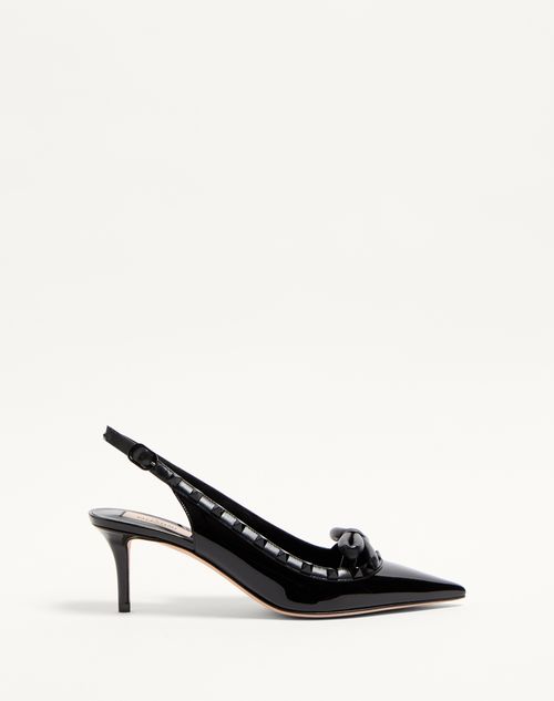 Valentino Garavani Rockstud Bow Slingback Pump In Patent Leather With Matching Studs 60mm Woman Blac In Black