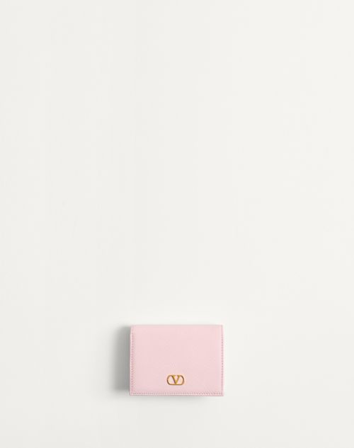 Valentino Garavani Vlogo Signature Grainy Calfskin Wallet Woman Rose Quartz Uni In Rose Quartz