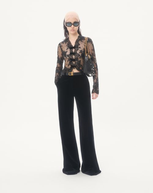 Valentino - Lace Shirt With Bows - Black - Woman - Shirts And Tops