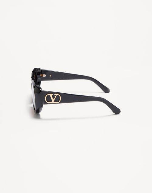 Valentino - Rectangular Acetate Frame - Black/brown - Unisex - Eyewear