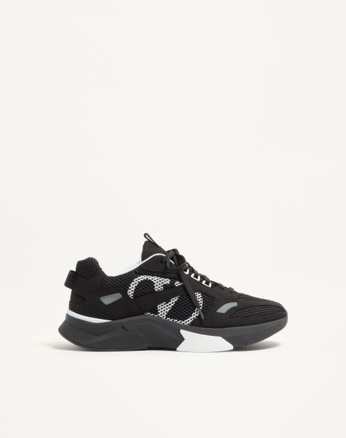 Valentino Garavani Demivee Trainer In Mesh Fabric With Suede Inserts Man Black/grey 43