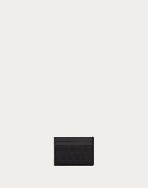 Valentino Garavani Toile Iconographe Wallet In Technical Fabric With Leather Details In ブラック