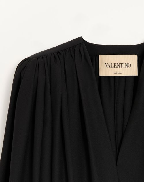 Valentino - Satin Sablé Jacket With Gathered Detail - Black - Woman - Jackets And Blazers