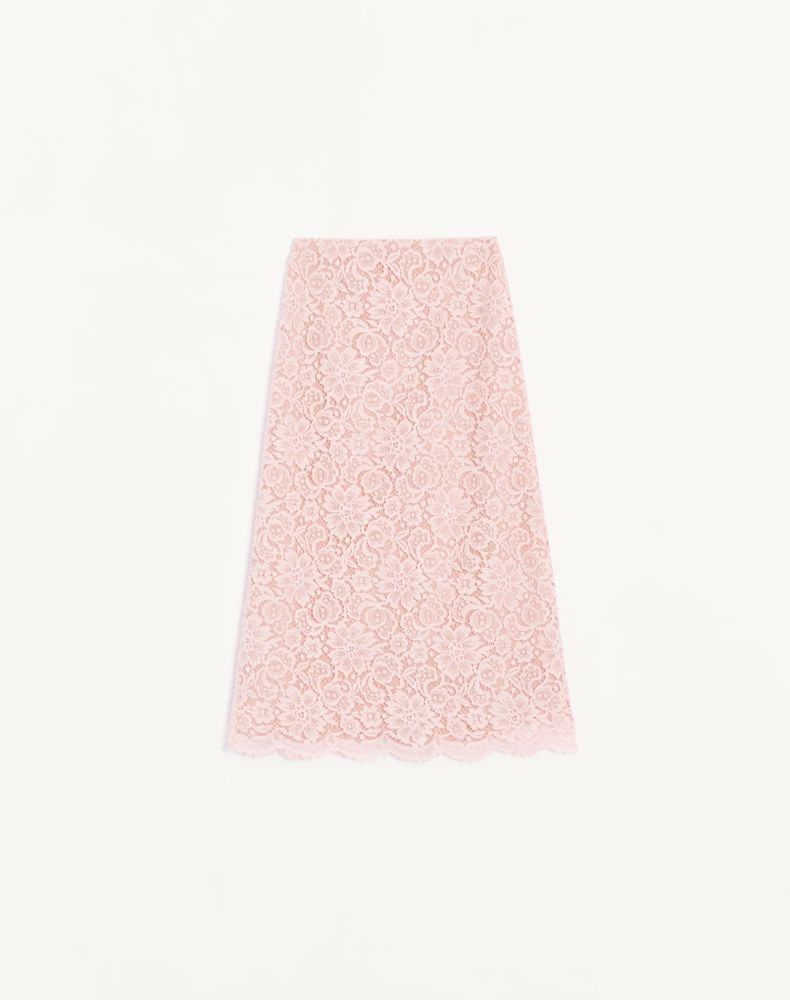 Valentino Women's Pink Lace Midi Skirt Woman 48