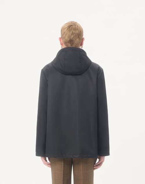 Valentino - Nylon Hooded Windbreaker With Vlogo Patch - Black - Man - Outerwear