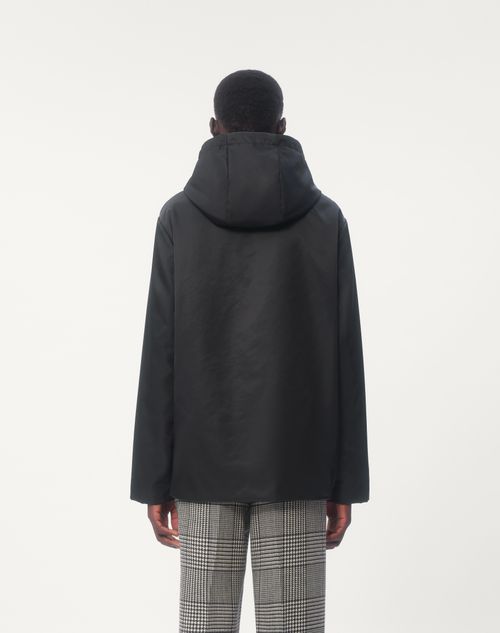 Valentino - Nylon Hooded Windbreaker With Vlogo Patch - Black - Man - Outerwear