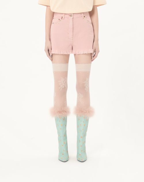 Valentino - Denim Shorts - Pink - Woman - Denim
