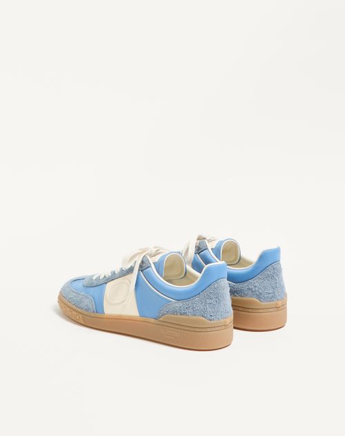 Valentino Garavani - Upvillage Low Top Sneaker In Crust Leather And Nylon - Azure/ivory - Man - Sneakers
