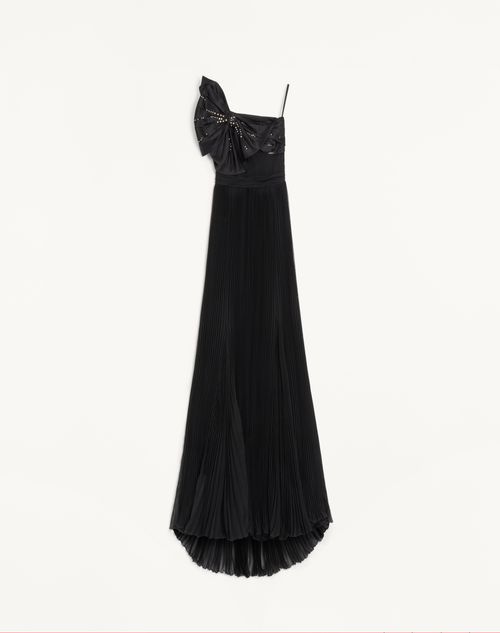 Valentino - Long Dress In Embroidered Light Georgette - Black/silver - Woman - Gowns