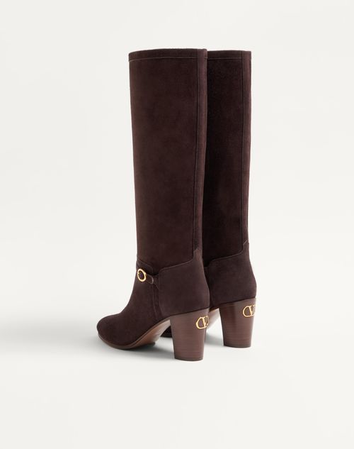 Valentino Garavani - Pattie Crust Leather Boot 75mm - Brown - Woman - Boots