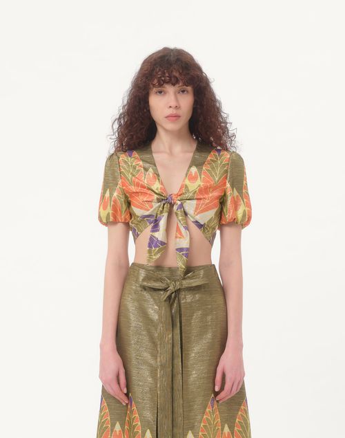 Valentino - Lurex Top With Voyage Imaginaire Print - Multicolor - Woman - Shirts And Tops
