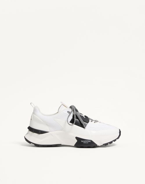 Valentino Garavani True Act Low Top Trainer In Mesh And Rubberised Fabric Man White/ Black 42
