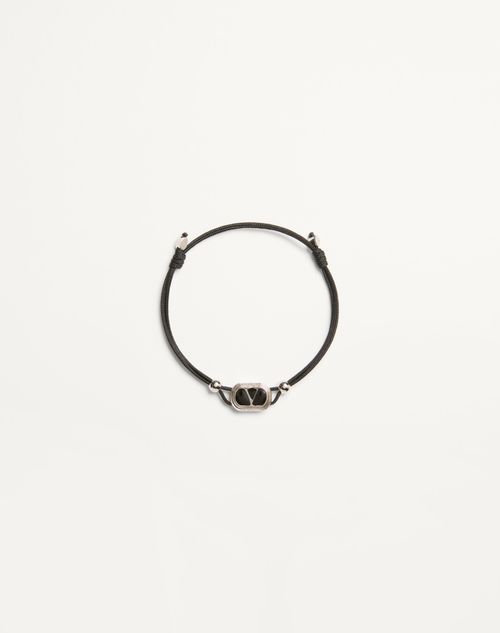 Valentino Garavani Valentino Ovalette Cotton Bracelet Man Black Onesize