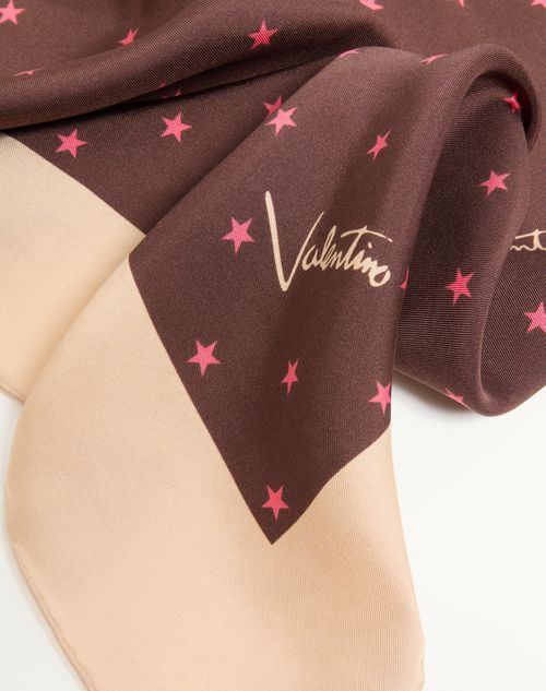 Valentino Garavani - Stelline E Firma Starry Silk Scarf - Coral/chocolate - Woman - Soft Accessories