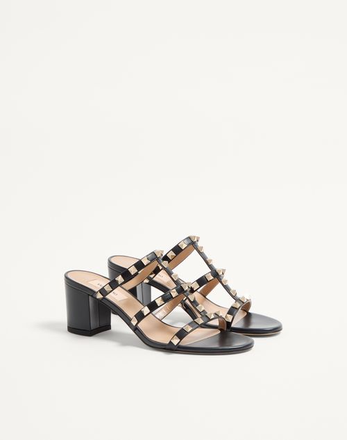 Valentino Garavani - Rockstud Calfskin Leather Slide Sandal 60 Mm - Black - Woman - Sandals