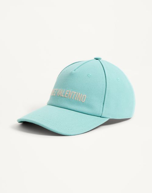 Valentino Garavani - Chez Valentino Cotton Baseball Cap With Embroidery - Pool/butter - Man - Hats And Gloves