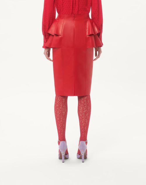 Valentino - Leather Midi Skirt - Red - Woman - Skirts