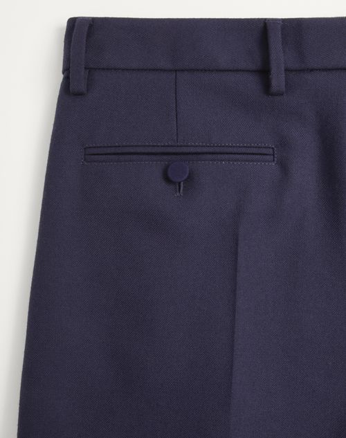 Valentino - Cuffed Wool Gabardine Bermuda Shorts - Blue - Man - Pants And Shorts