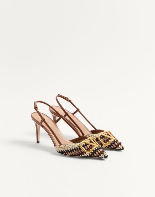 Valentino Garavani - Vlogo Signature Slingback Pump With Crochet Embroidery 80mm - Multicolour - Woman - Pumps