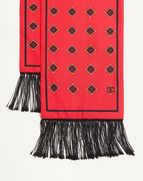 Valentino Garavani - Opticool Silk Bandeau Scarf With Fringe - Red/black - Man - Soft Accessories