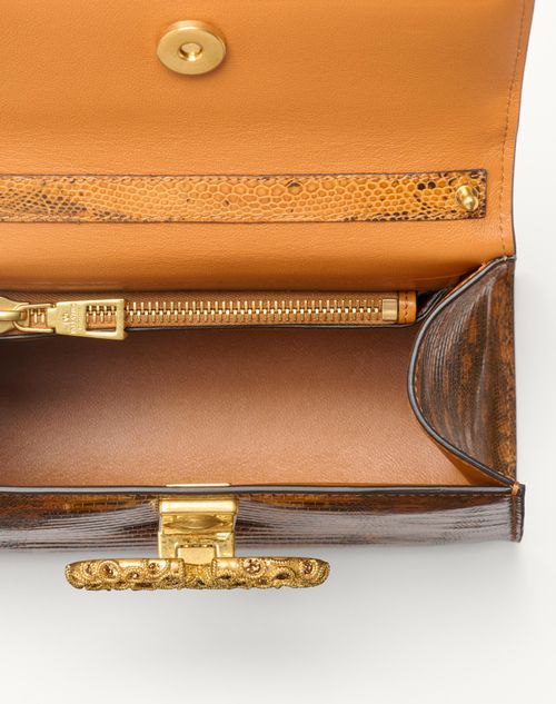 Valentino Garavani - Valentino Garavani Vsling Small Handbag In Tejus With Jewel Logo - Straw/smoked Topaz - Woman - Top Handle Bags