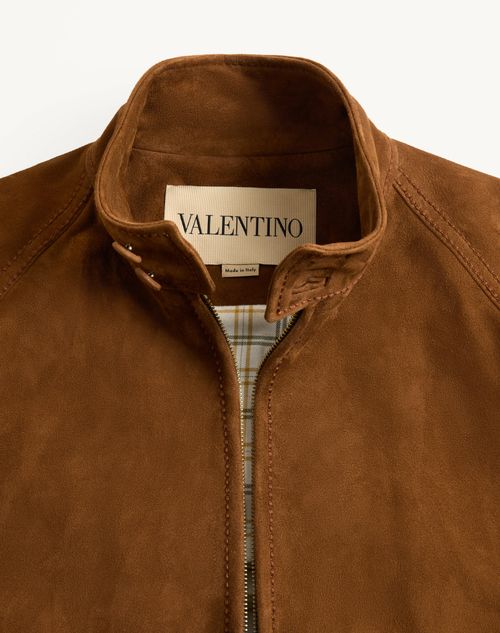 Valentino - Suede Jacket - Brown - Man - Outerwear