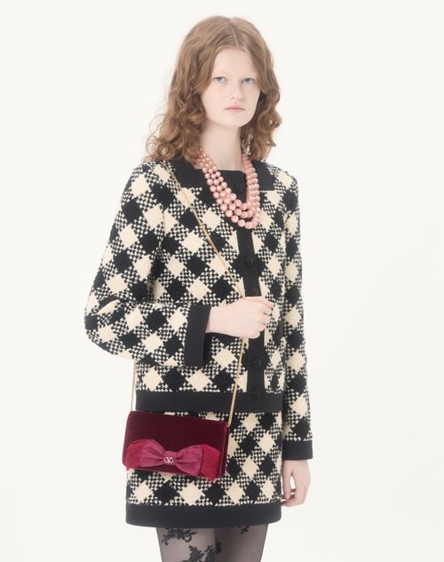 Valentino Garavani - Vlogo Signature Mini Velvet Shoulder Bag - Maroon - Woman - Clutches